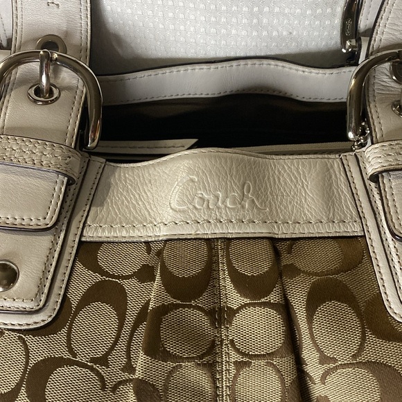 Coach Classic “C” w/White Leather Trim Large Satchel EUC w/Dustbag - Picture 2 of 11